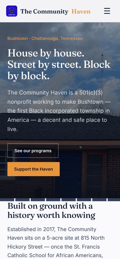 The same homepage on a phone